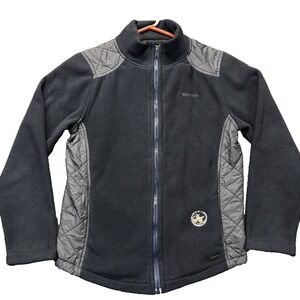 Barbour Jacket Womens 8 Black Fleece Quilted Full Zip Outdoor Embroidered Crest